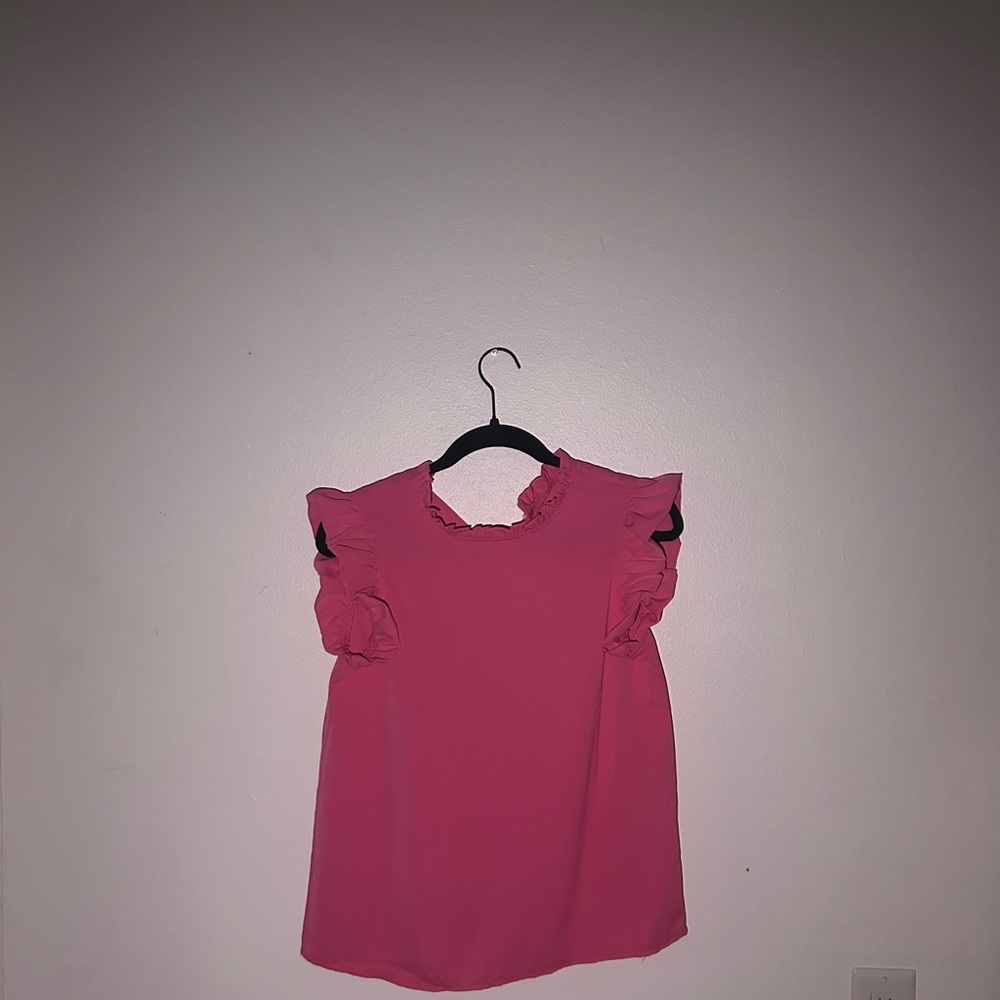 Elegant Pink Ruffle Sleeve Top